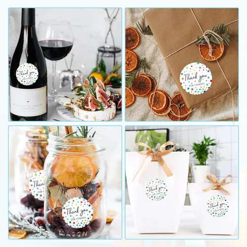 Vista 5 de jijAcraft 60 calcomanías de agradecimiento de 2 pulgadas con puntos de colores, calcomanías redondas de agradecimiento para recuerdos de boda