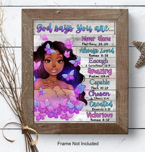 Vista 7 de Arte de pared y decoración de niña negra, póster con imagen de mujeres afroamericanas, mujeres, adolescentes, lindas afirmaciones positivas, regalos