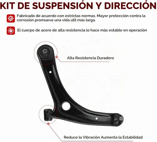 Vista 2 de Kit de suspensión de brazo de control delantero inferior compatible con Dodge Caliber 2009-2012 2007-2017 Jeep Compass Patriot con rótula, barras