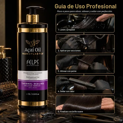 Vista 4 de Felps Omega Zero Black Nanoplastia - Tratamiento para alisar el cabello, 33.8 fl oz/33.8 oz