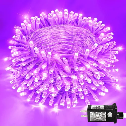 Vista 22 de Guirnalda de 120 luces LED rojas impermeables para exteriores, luces de Navidad rojas de 40 pies, 8 modos, cable transparente, guirnalda de luces
