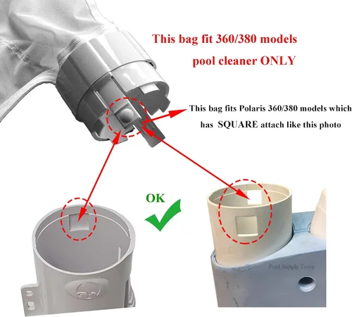 Vista 2 de ATIE 360/380 Limpiador de piscinas Bolsa de hojas 9-100-1012 con agujeros de red de repuesto para limpiador de piscina Zodiac Polaris 360/380 ideal