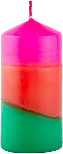 Vista 6 de Vela de pilar tricolor sin perfume, 4.75 pulgadas, azul/rosa/naranja