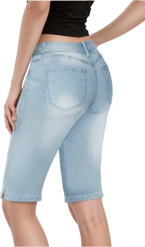 Vista 2 de Hybrid & Company Womens Ultra Comfy Butt Lift Stretch Bermuda City Shorts
