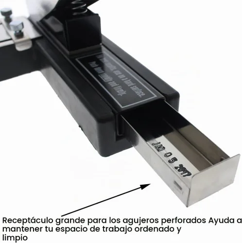 Vista 5 de Perforadora de ranura de identificación estilo grapadora resistente (rectángulo), con guías ajustables y base antideslizante para PVC, plástico