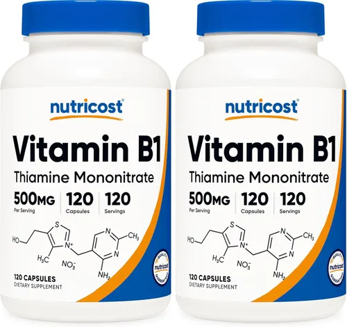 Vista 7 de Vitamina B1 Nutricost (Tiamina) 0,018 oz, 120 cápsulas, 1 botella, 1
