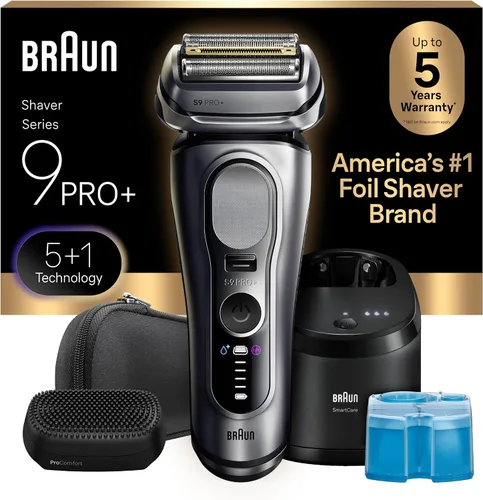 Vista 13 de Braun Series 9 PRO+ - Afeitadora eléctrica para hombres, maquinilla de afeitar de lámina húmeda y seca, centro de cuidado inteligente 6 en 1
