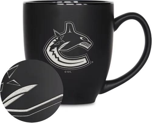 Vista 33 de Rico Industries NHL Hockey - Taza bistró de cerámica negra mate de 15 onzas