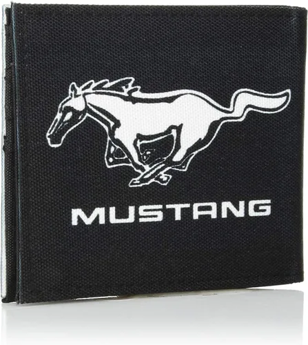 Vista 2 de Buckle-Down Billetera de lona doble-Ford Mustang NegroBlanco Logo Center