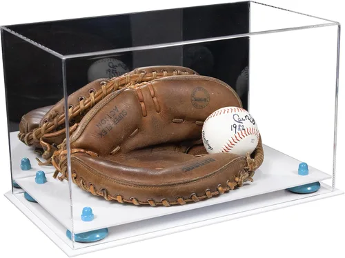 Vista 132 de Better Display Cases Vitrina de guantes de béisbol de acrílico transparente con elevadores negros (A011/V16)
