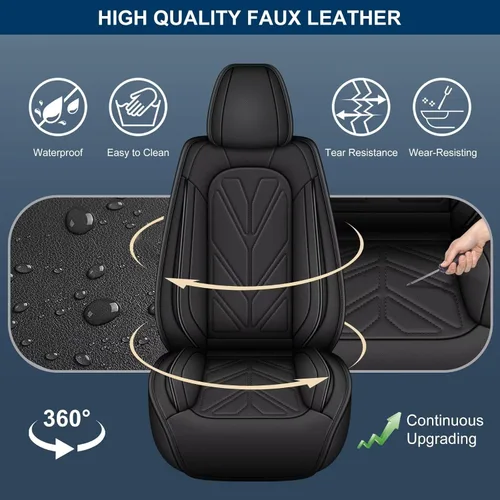 Vista 4 de DISUTOGO Fundas de asiento delantero de automóvil para Ford EcoSport 2018-2025, funda de asiento de cuero impermeable, cómodo protector de cojín