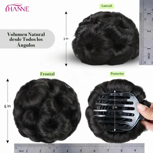 Vista 6 de HANNE Extensiones de cabello sintético para mujer, moño falso, extensiones