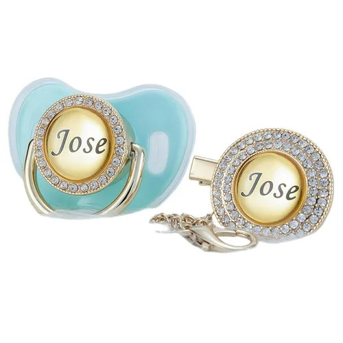 Vista 21 de Juego de Chupete y Clip con Nombre Personalizado Brillante – Chupete Personalizado para Baby Shower, Recuerdo de Recién Nacido para Fotos (Negro)