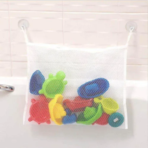 Vista 2 de Cesta de malla para niños, bañera de bebé, red de almacenamiento de juguetes, plegable, organizador de bolsa colgante para baño