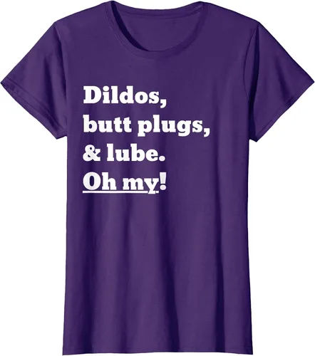 Vista 29 de Consoladores, tapones para los glúteos y lubricante. Camiseta Oh My! Azul bebé