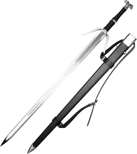 Vista 11 de Versión limitada Geralt Silver Sword Monster Slayer Réplica con grabado Cosplay