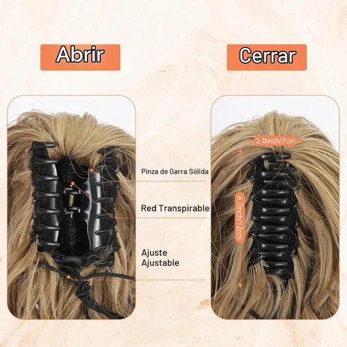 Vista 4 de SEIKEA Highight - Extensión de cola de caballo de 10 pulgadas, corta, gruesa, ondulada, suave, de aspecto natural, clip en una pieza, cola de Marrón