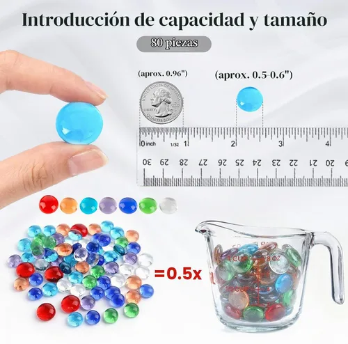Vista 2 de FUTUREPLUSX 80 piezas de mini canicas de vidrio plano, cuentas de relleno