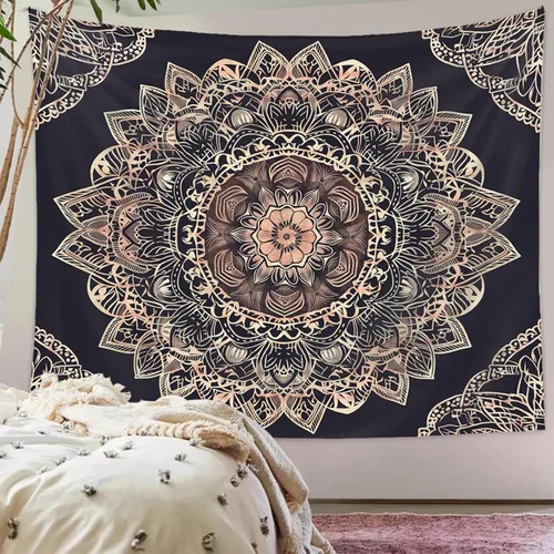 Vista 2 de Tapzen Tapiz bohemio con mandala místico bohemio para colgar en la pared, tapiz étnico vintage bohemio para estética de dormitorio, diseño