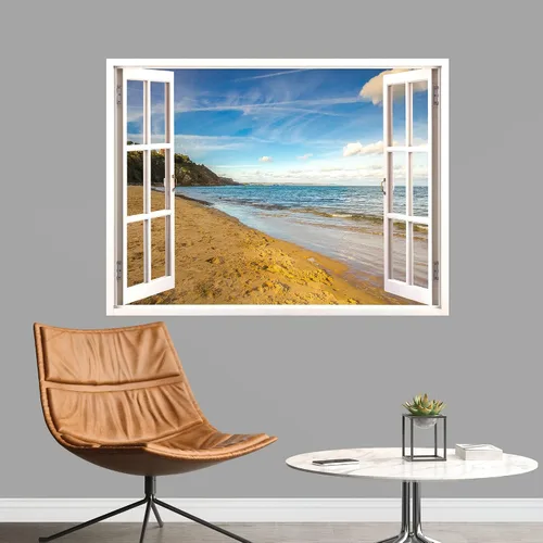 Vista 25 de IDEA4WALL Adhesivo mural removible para pared, arena blanca tropical, playa, orilla, palmera, naturaleza, desierto, fotografía, arte moderno