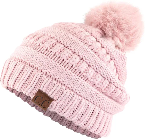 Vista 114 de Gorro unisex liso con pompón y ribete (HAT-43) de C.C Hatsandscarf Exclusives Marfil