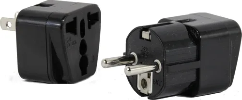Vista 7 de Adaptador de enchufe de viaje de EE. UU. a India para EE. UU./Universal a Asia tipo E (C/F), enchufes de CA M y D, paquete de 3