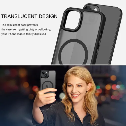 Vista 8 de BENTOBEN Funda magnética para iPhone 13 y iPhone 14 [compatible con Magsafe] Funda translúcida mate para iPhone 13/14, delgada, a prueba de golpes