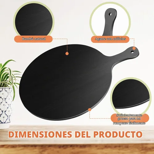 Vista 3 de Geetery 2 tablas de cortar redondas negras para charcutería, 11.6 pulgadas