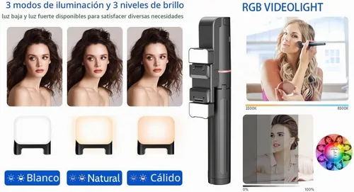 Vista 6 de Trípode extensible de seguimiento facial automático con luz, trípode