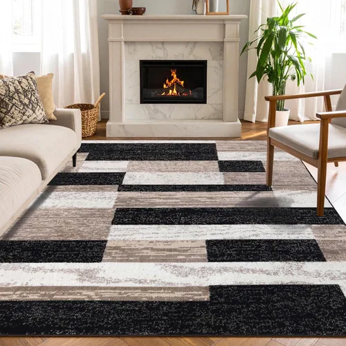 Vista 10 de Superior - Alfombra de pasillo, reverso de yute, moderna, geométrica, para dormitorio, oficina, sala de estar, entrada, suelo de madera dura