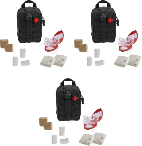 Vista 8 de Kit táctico de rescate de RCP de primeros auxilios, con máscara de resucitación de bolsillo para adultos/niños, vendajes cohesivos, guantes, gasa