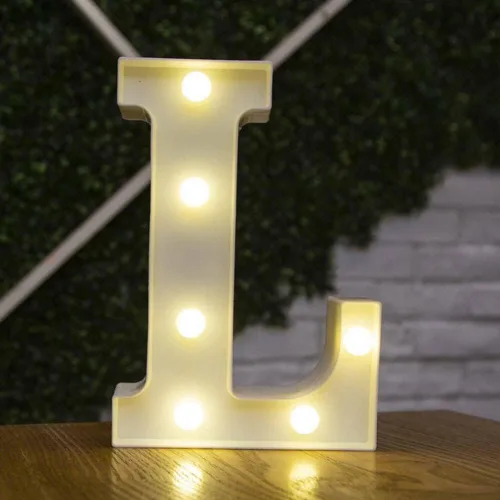 Vista 26 de anso Letras LED del alfabeto con números iluminados, letras de plástico blanco, decoración de pie de la A a la Z 0 ~ 9 (rosa corazón)