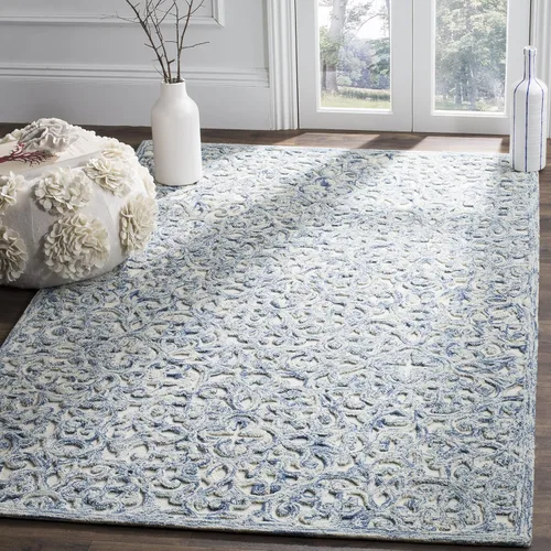 Vista 9 de SAFAVIEH Trace Collection - Alfombra decorativa de 2 x 3 pies, marrón y marfil, lana hecha a mano, ideal para zonas de alto tráfico en entrada, sala