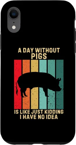 Vista 8 de iPhone 15 Vintage A Day Without Pigs I Have No Idea Animals Lover Case