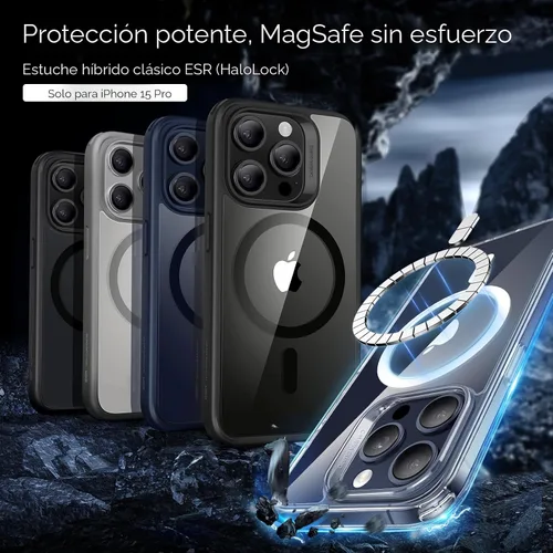 Vista 3 de ESR para iPhone 15 Pro Max, Funda Compatible con MagSafe, Protección de Grado Militar, Resistente al Amarilleo, Parte Posterior Resistente a