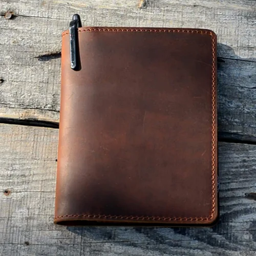 Vista 6 de JJNUSA Funda compatible con Rocketbook Mini Cover Smart Business hecha a mano de cuero genuino envejecido, funda para cuaderno portátil para Marrón