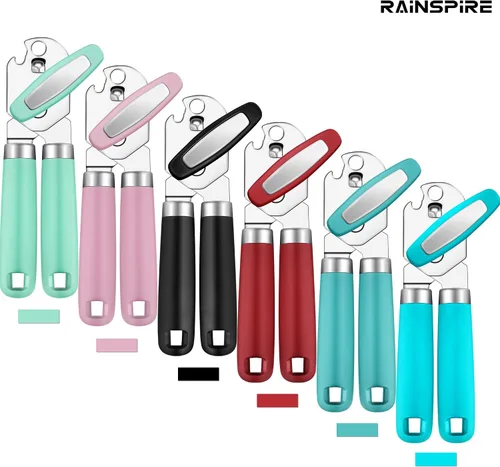 Vista 7 de Rainspire Abrelatas manual mejorado con abridor de botellas corte de borde liso, abrelatas resistente, mango suave cómodo, abrebotellas integrado