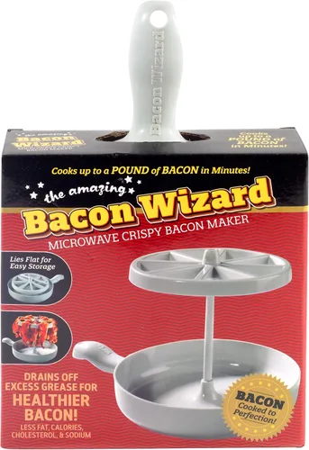 Vista 8 de Bacon Wizard - Cocina para microondas y tocino – Cocina hasta 1 libra de tiras a la vez – Crujiente y uniformemente cocinado en minutos – Bandeja