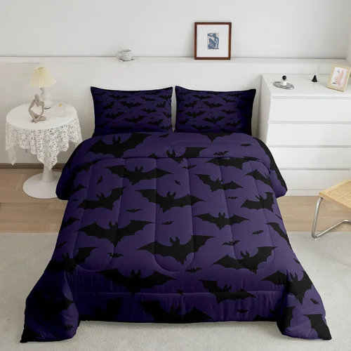 Vista 33 de Feelyou Juego de edredón de Halloween, color rosa fantasma, juego de ropa de cama tamaño individual, decoración para niños y niñas, lindo juego