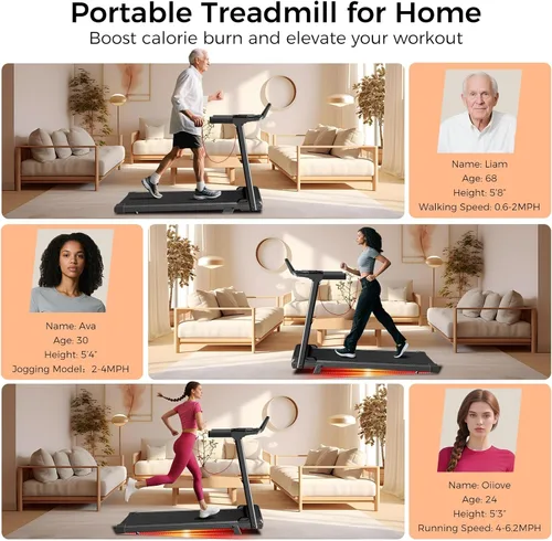 Vista 7 de Aiteid Treadmill with 12% Incline, 3.0HP Low Noise Treadmills for Home, Portable Electric Treadmill with Handles, Walking Pad, Compact Running