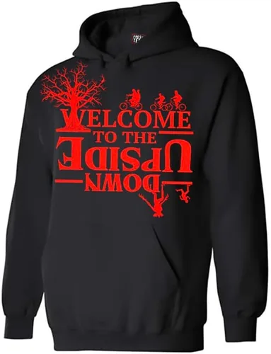 Vista 2 de fresh tees Sudadera con capucha unisex para mujer y hombre con texto en inglés "Welcome to the Upside Down Shadow Monster