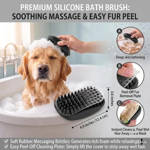 Vista 6 de Kit de 5 cepillos de aseo para perros, desprendimiento para gatos y perros de pelo largo Negro 5 piezas.