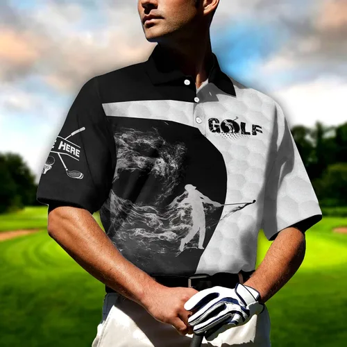 Vista 5 de LASFOUR Camisas de golf divertidas personalizadas para hombres camisas de golf locas con calavera para hombres camisas de golf para hombre polo