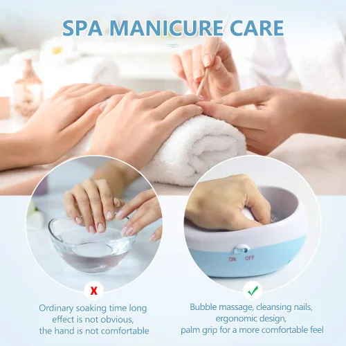 Vista 3 de Cuenco eléctrico de remojo de uñas de burbujas, cuenco de mano de manicura, masaje de spa de chorro de agua, máquina de manicura relajante