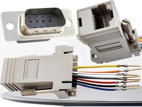 Vista 3 de Adaptador de puerto serie DB9 macho a RJ45 Ethernet, M/F