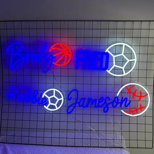 Vista 3 de Letrero de neón personalizado con nombre, con luz de neón para decoración de pared, letreros deportivos personalizables con luz LED para decoración