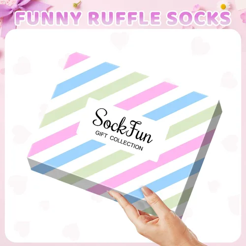 Vista 3 de sockfun Calcetines con volantes para bebé, calcetines de encaje con volantes para niños pequeños y niñas