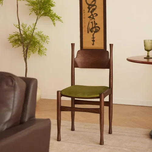 Vista 3 de Sillas de comedor, modernas sillas de comedor de madera, silla de cocina tapizada, taburete sin brazos de granja, silla ocasional para cocina, sala