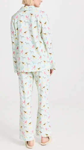 Vista 3 de BedHead Pajamas Conjunto de pijama largo para mujer, espectáculo de perro, azul, estampado, talla M, Exposición canina