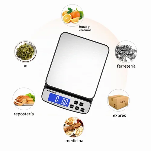 Vista 2 de Báscula digital de envío de 110 libras x 0.1 onzas con función de mantenimiento/contaje/tara, plataforma de acero inoxidable, pequeña báscula